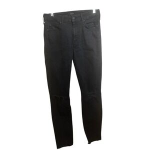 MOTHER‎ Looker Ankle Fray Skinny Jeans 27 Black Distressed